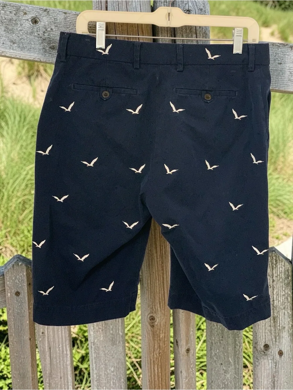 Ralph Lauren Navy Embroidered Seagull Flat Front Shorts